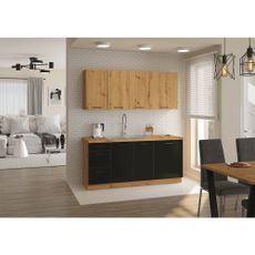 KONDELA Monro 60 LO-210 2F kuchynská skrinka na vstavanú chladničku čierna / dub artisan