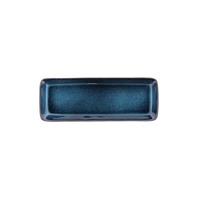 Čierno-modrá kameninová servírovacia tácka Bitz, 38 x 14 cm
