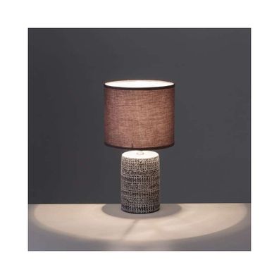 Hnedá stolová lampa s textilným tienidlom (výška 33,5 cm) – Casa Selección