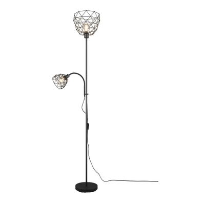 Čierna stojacia lampa s kovovým tienidlom (výška 180 cm) Haval – Trio