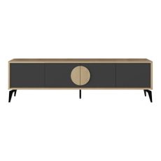 TV stolík v dekore duba v čierno-prírodnej farbe 180x51 cm Vae – Marckeric