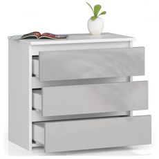 Komoda CL3 - biela/metalic lesk
