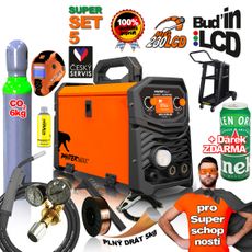 PANTERMAX MIG230LCD invertorová zváračka MIG/TIG/MMA + Kukla + Red Ventil + Drôt 5kg + plná Co2 Fľaša + Podvozok + Horá