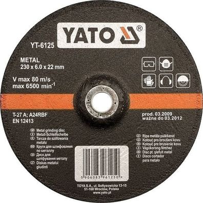 Kotúč na kov 125 x 22 x 6,0 mm vypuklý brúsny - YT-6124