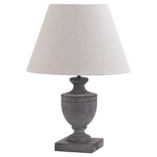 Estila Dizajnová vidiecka stolná lampa Woody s off white bielym tienidlom 51cm