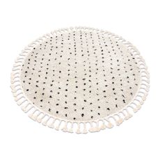 Béžovo-čierny okrúhly koberec so strapcami Bermie 120 cm