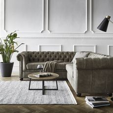 Rohová pohovka Chesterfield 209x200 cm sivá prešívaná