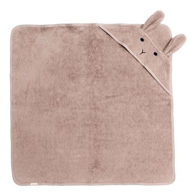 Ružovo-hnedá bavlnená detská osuška s kapucňou 75x75 cm Rabbit – Kindsgut