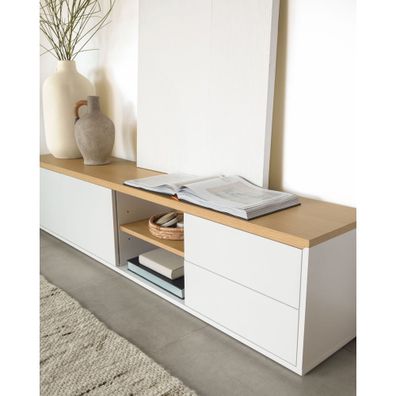 Biely TV stolík 200x44 cm Abilen – Kave Home