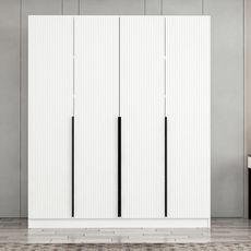 Minimalistická šatníková skriňa Simplia 210 x 180 x 52 cm, biela