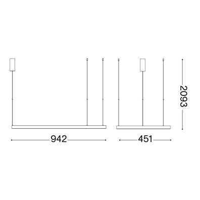 Ideal Lux - LED Luster na lanku WAVES LED/37W/230V CRI 90 čierna