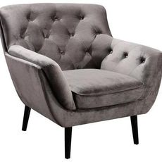 Stylife KRESLO CHESTERFIELD, drevo, textil, sivá, čierna