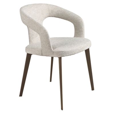 Estila Luxusná moderná čalúnená jedálenská stolička Maurius v biele off white farbe s kovovými hnedými nožičkami 77 cm