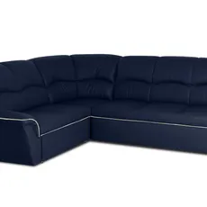 Kožená rohová sedacia súprava DUBAJ LUX XL II, Ľavá, tm. modrá (K-58)_biela (U-1)
