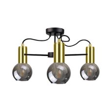 Luster na tyči LIVA 3xE27/60W/230V čierna/zlatá