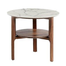 Estila Moderný okrúhly príručný stolík Vita Naturale mramorový vzhľad 60cm