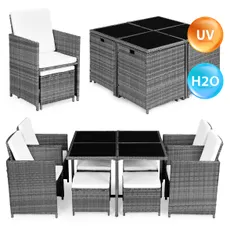MultiGarden Súprava záhradného nábytku z technorattanu, 4 kreslá + 4 taburetky + stôl - MultiGarden
