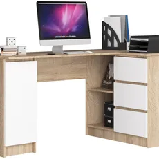 Ak furniture Rohový písací stôl B20 155 cm dub sonoma/biely pravý