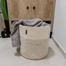 KONDELA Mezon pletený kôš (3 ks) biela