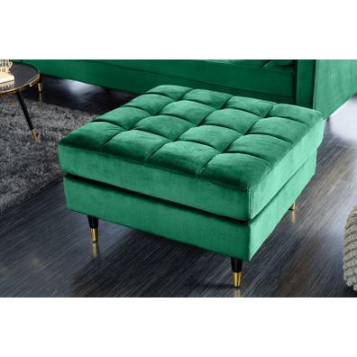 Estila Art deco dizajnová taburetka Nefertiti so smaragdovozeleným zamatovým čalúnením a čierno-zlatými nožičkami 80cm