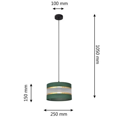 Luster na lanku HELEN 1xE27/15W/230V pr. 25 cm zelená/zlatá