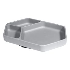 Sivý silikónový detský tanier 16x25 cm – Kindsgut