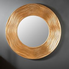 Estila Art-deco dizajnové okrúhle nástenné zrkadlo Reondel v ráme zlatej farby 100cm