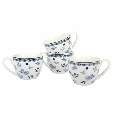 4-dielna sada porcelánových šálok Floral, 90 ml