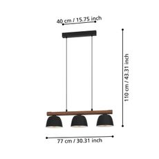 Eglo 43739 - Luster na lanku SHERBURN 3xE27/40W/230V
