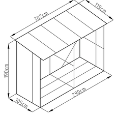 Drevník 302 x 119 cm (šedobiely)