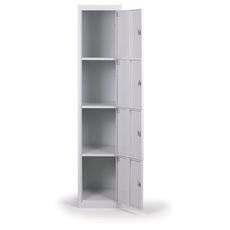 Šatníková skrinka s úložnými boxami, 12 boxov, 1820 x 1140 x 500 mm, cylindrický zámok, modré dvere