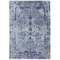Diamond Carpets India , Ručne viazaný kusový koberec Diamond DC-JK ROUND Silver / peacock blue, 365x457, modrá, chodba / predsieň