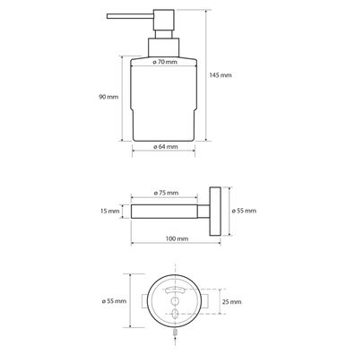 SAPHO XR103 X-Round dávkovač mydla Mini 200 ml, chróm