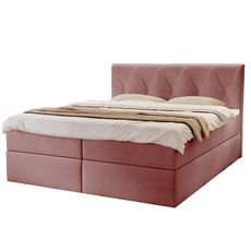 Čalúnená boxspring posteľ DEAN - ružová Rozmer: 160x200