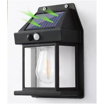 LED solárne nástenné svietidlo so senzorom LANTER LED/1W/3,7V IP44 čierne