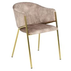 Estila Moderná art deco béžová jedálenská stolička Sionna s opierkami na ruky so zamatovým poťahom a zlatými nohami 77 cm