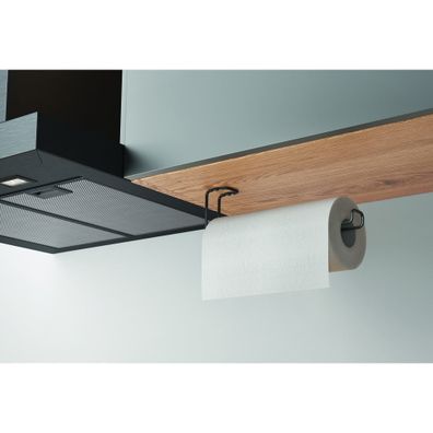 Čierny nástenný držiak na kuchynské utierky Metaltex