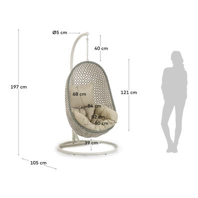 Závesné záhradné kreslo so stojanom Kave Home Damila