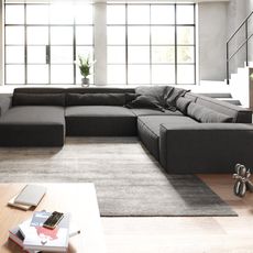 Pohovka v tvare U Sirpio XL 360x260 cm z mikrovlákna čierna variabilné