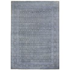 Diamond Carpets India , Ručne viazaný kusový koberec Diamond DC-HALI B Light grey / blue, 365x457, modrá, chodba / predsieň