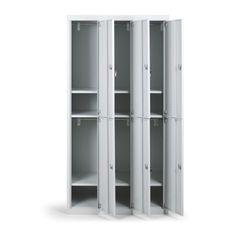 Šatníková skrinka s úložnými boxami, 6 boxov, 1820 x 900 x 500 mm, cylindrický zámok, sivé dvere