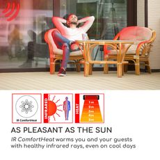Blumfeldt Heat Guru 3000, sálavý ohrievač, 3000 W, IP54, na vonkajšie použitie, diaľkové ovládanie