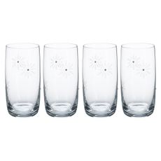 KONDELA Snowflake Drink pohár na vodu (4 ks) 460 ml priehľadná / biela