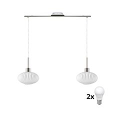 LED luster na lanku HARMA 2xE27/60W/230V matný chróm/biela