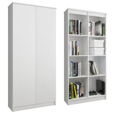 Regál R 80 cm CLP 2 dvierka 8 poličiek biely