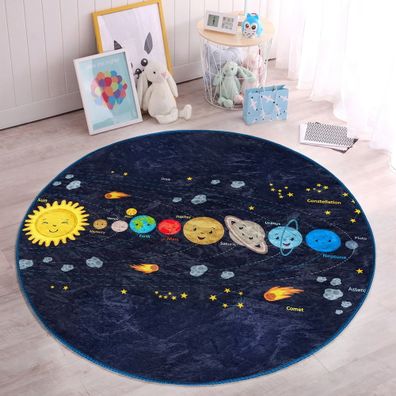 Tmavomodrý detský koberec ø 80 cm Comfort – Mila Home