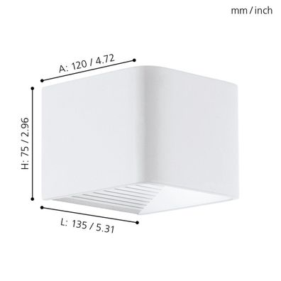 Eglo 65043 - LED Vonkajšie nástenné svietidlo DONINNI PRO LED/5W/230V IP44 biela