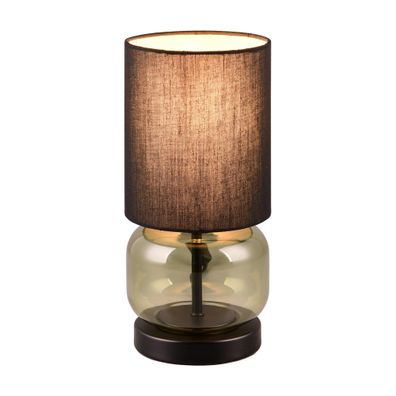Zeleno-čierna stolová lampa s textilným tienidlom (výška 28,5 cm) Elio – Trio