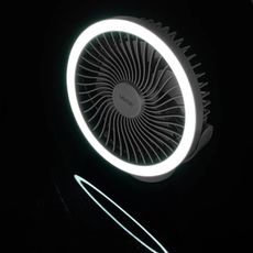 LED nabíjací stolný ventilátor s LED svetlom, 3W, 5V USB, 2400 mAh, sivý