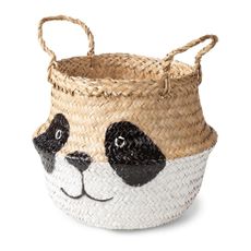 Detský kôš na hračky z morskej trávy v bielo-prírodnej farbe ø 25x24 cm Panda – Compactor
